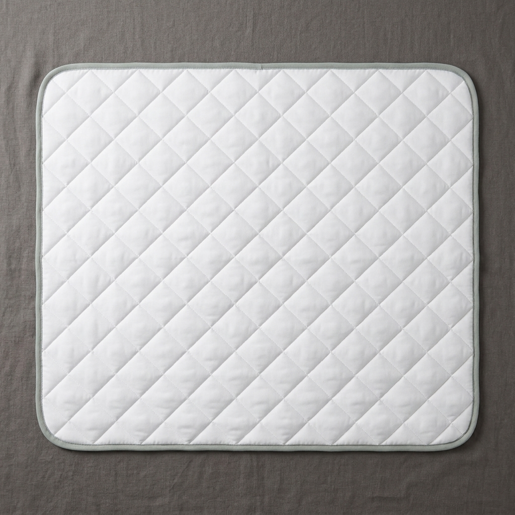 BESIDE bed layer laid flat, overhead view